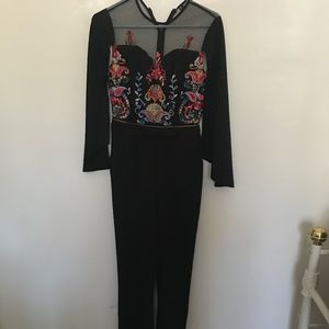 Embroidered jumpsuit wing sleeve- pageant